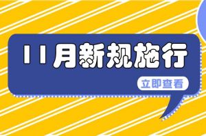 11月起，這些新規(guī)開始實施